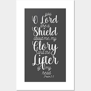 You o Lord are A shield Psalm 3:3 Scripture Bible Quote Posters and Art